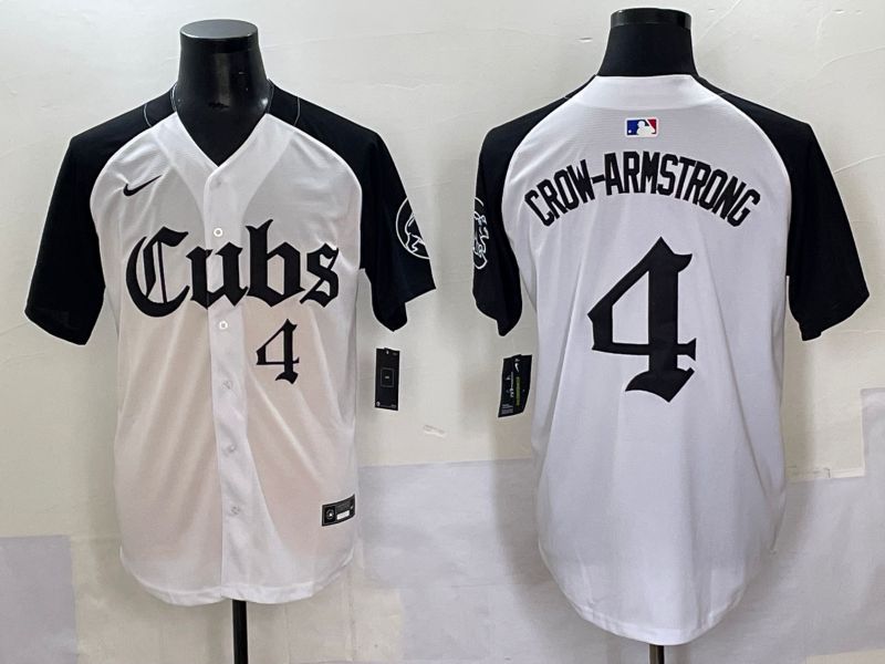 Men 2025 Chicago Cubs #4 Crow-Armstrong white black Five generations Joint Name Nike MLB Jersey style 6